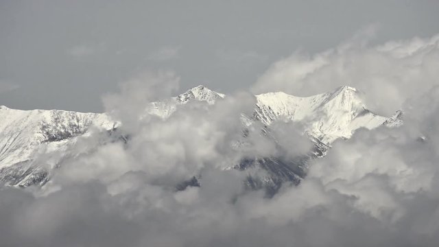 Timelpase movie of Moving Clouds with Snowy Mountains in Xining, China