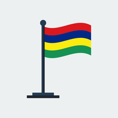 Flag Of Mauritius.Flag Stand. Vector Illustration