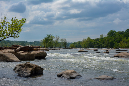 The James River In Richmond Virginia, As Seen From Belle Isle Park.