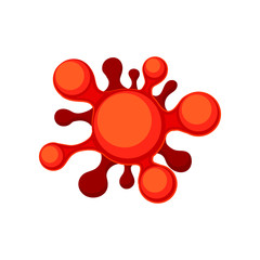 Flat vector icon of red round-shaped virus or bacteria. Structure of disease-causing pathogen under microscope. Microbiology theme