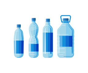 Plastic bottles set on white background. 