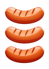 Grilled sausage. Meat food. Grill frankfurter. Fried foodstuff.