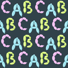 English balloon colorful alphabet vector holidays party abc and education ozone type greeting helium cartoon festive decoration illustration seamless pattern background.