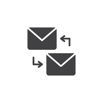 Exchange mail vector icon. filled flat sign for mobile concept and web design. Envelope with rotate arrows simple solid icon. Symbol, logo illustration. Pixel perfect vector graphics