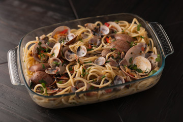 spaghetti with fish - Italian cuisine