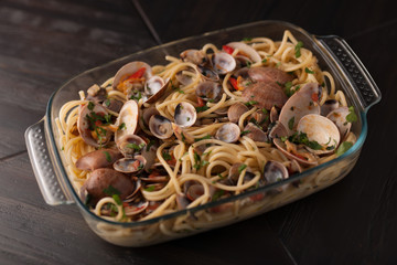 spaghetti with fish - Italian cuisine