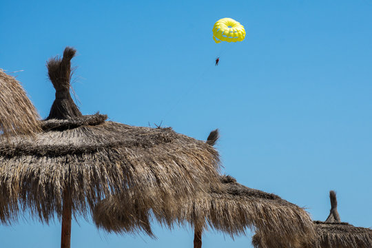 Parasailing- popular entertainment in many resorts. Leisure at sea