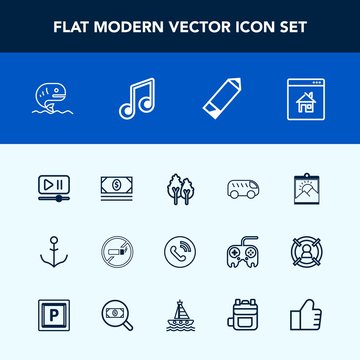 Modern, simple vector icon set with interface, tree, food, button, bus, call, nautical, sea, property, estate, video, wheel, left, move, fish, frame, forest, direction, tobacco, ring, picture icons