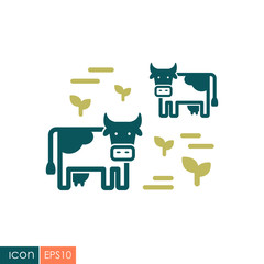 Cow on a pasture icon
