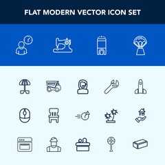 Fototapeta premium Modern, simple vector icon set with center, device, tipper, business, travel, hot, wrench, summer, office, air, space, call, comfortable, click, repair, mouse, tool, work, dump, night, dumper icons