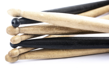 many drum sticks of two colors isolate