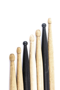 many drum sticks of two colors isolate