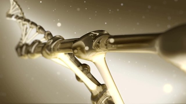 Golden DNA spiral rotating abstraction