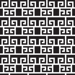 Black and white seamless pattern. Geo vector design. Maze background.