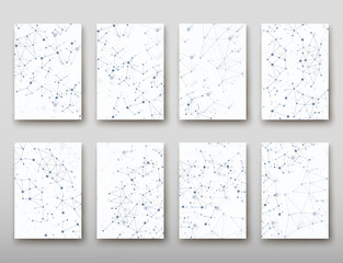 DNA abstract geometric background, layout in A4 set technology brochure flyer design template vector shadow