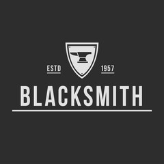 Blacksmith smith union shoer anvil logo set. Smith allince logos. Heavy industry.