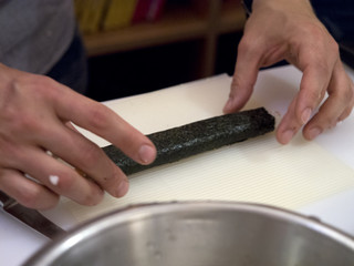 Fototapeta na wymiar Japanese sushi food preparation