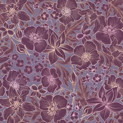Meubelstickers Floral tile pattern. Flower background. Garden texture © Terriana