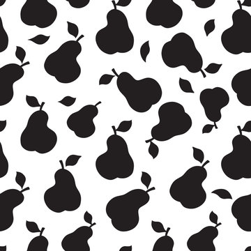 Fruit silhouette seamless pattern. Pear ornamental background