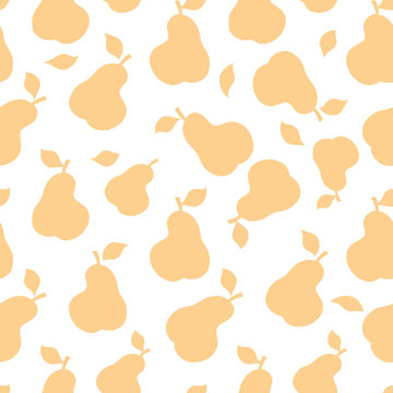 Fruit silhouette seamless pattern. Pear ornamental background