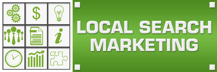 Local Search Marketing Green Business Symbols Grid Left 