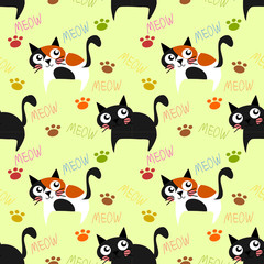 Cute cat seamless pattern
