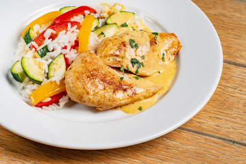 chicken with rice and vegetables