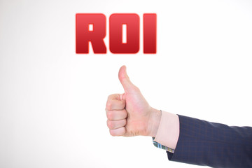 A businessman shows an inscription:ROI