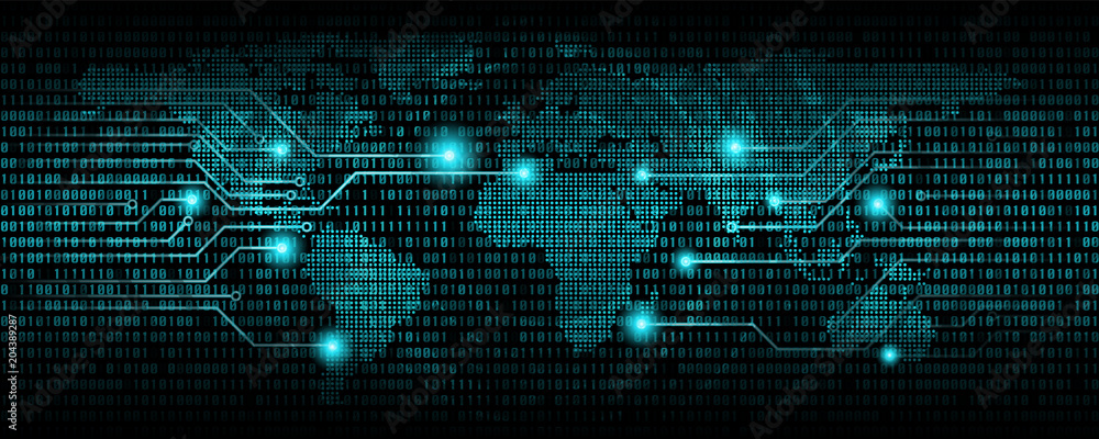 Poster binary code abstract background, digital communication code, technology background