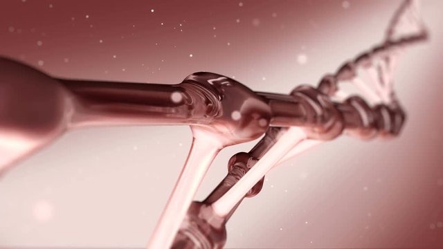 Red DNA spiral rotating abstraction