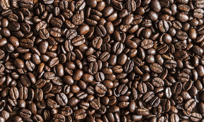 coffee beans, black background,