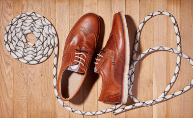 Classic male brown leather shoes.