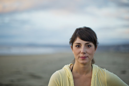 Portrait of woman at beach.