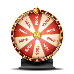 Fortune Wheel Vector. Spinning Lucky Roulette. Lottery Luck. Illustration
