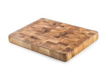 Wooden kitchen board isolated on white background