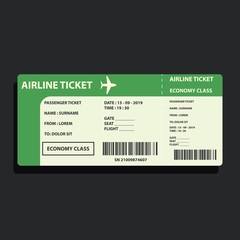 airline ticket for traveling by plane. vector illustration