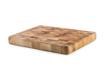 Wooden kitchen board isolated on white background