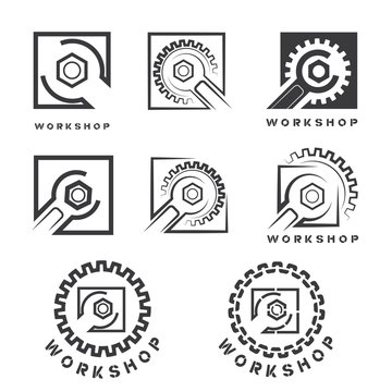 

an illustration consisting of several images of spanners and nuts in the form of a symbol or logo