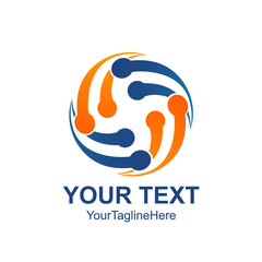 Creative abstract rotate orbit vector logo design template element. Colored blue orange concept icon