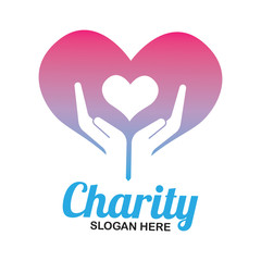 charity and care logo, emblems and insignia with text space for your slogan / tagline. vector illustration