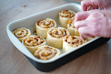 chef making cinnamons