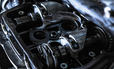 valves engine bike close up timing mechanism disassemble