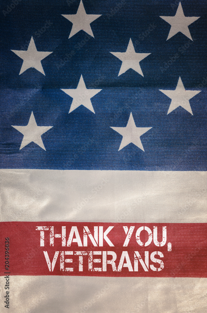Wall mural thank you veteran's text with american flag - Wall murals