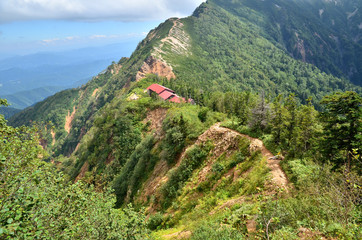 北アルプスの冷池山荘