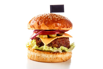 burger on a white background close up