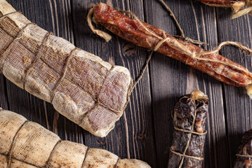 dried meat on the wooden background