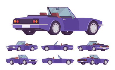 Purple cabriolet car set