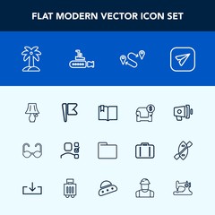 Modern, simple vector icon set with megaphone, table, loud, loudspeaker, email, tropical, america, click, file, modern, communication, interior, fashion, book, summer, flag, sofa, furniture, sun icons