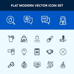 Modern, simple vector icon set with box, delivery, style, danger, cocktail, people, home, video, growth, summer, sign, seedling, retro, tree, avatar, glass, object, fashion, job, map, sos, real icons