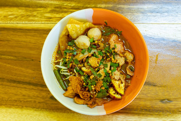 Noodle soup, spicy, tasty machine. Another menu to eat in Thailand.